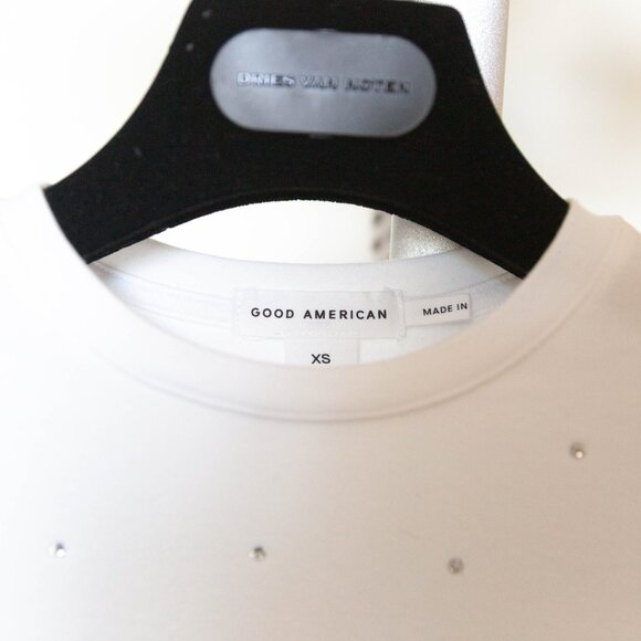 Good American T shirt with crystal beads  white size XS - Picture 3 of 6